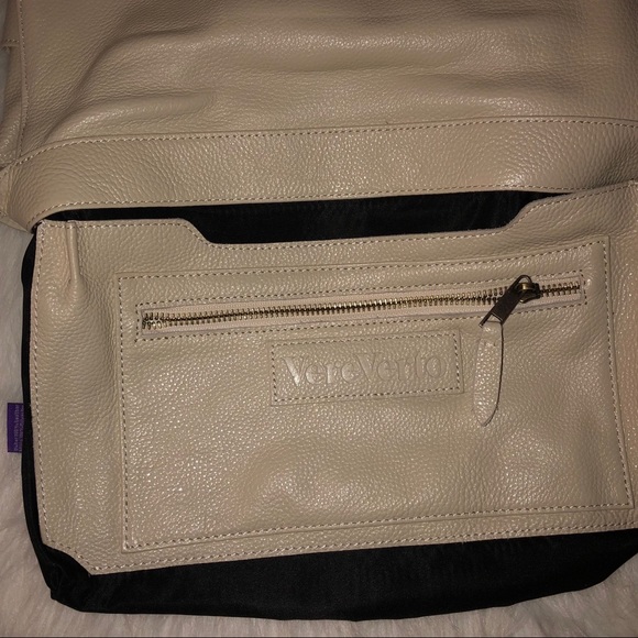 NWOT Vere Verto Leather Cream Convertible Backpack - Picture 8 of 8